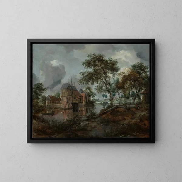 Het kasteel van Ootmarsum - Meindert Hobbema — ingelijst kunstwerk aan de muur