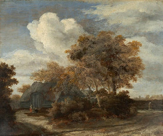 Hutte aan de rand van de weg - Meindert Hobbema — weergave van het kunstwerk
