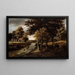 Boslandschap met Figuren op een Pad - Meindert Hobbema — ingelijst kunstwerk aan de muur