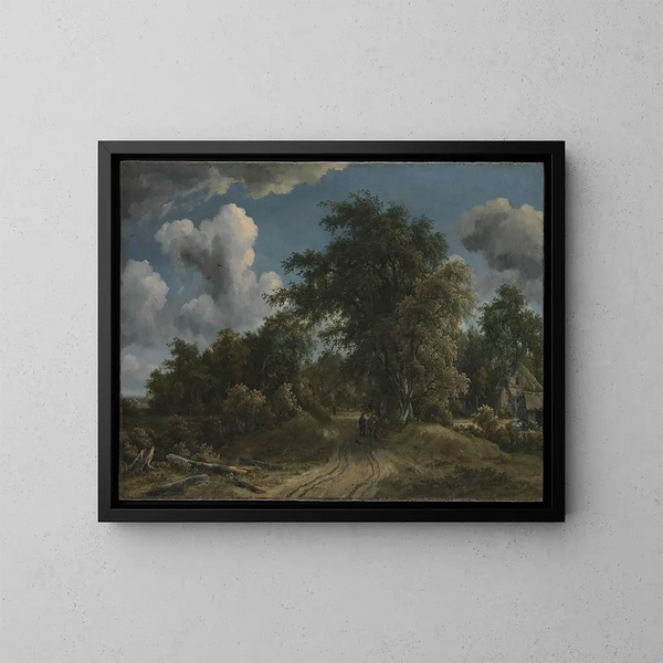 Route forestière - Meindert Hobbema — ingelijst kunstwerk aan de muur