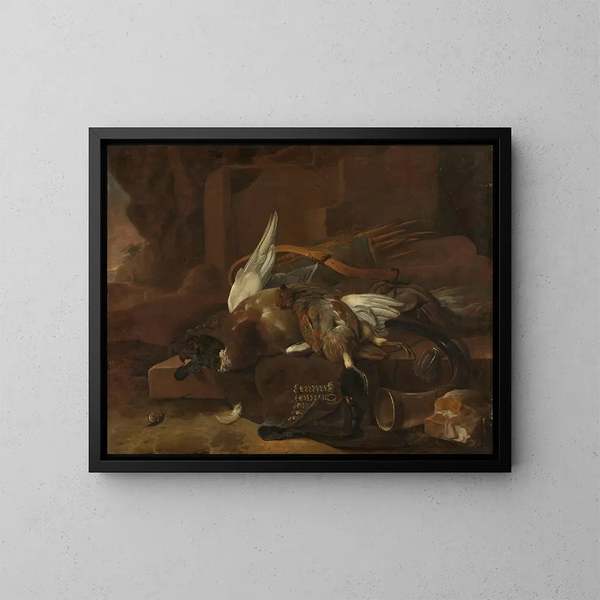 Een jachttas - Melchior d'Hondecoeter — ingelijst kunstwerk aan de muur