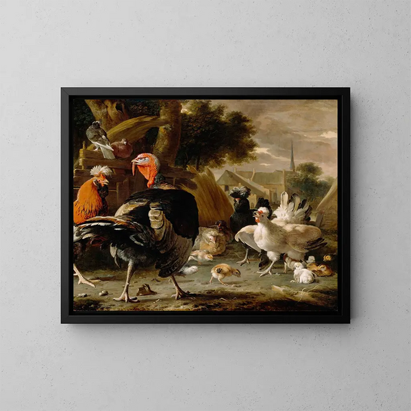 Kooikerij - Melchior d'Hondecoeter — ingelijst kunstwerk aan de muur