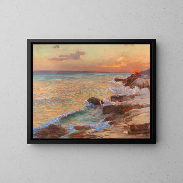 Zonsondergang in Split - Menci Clement Crnčić — ingelijst kunstwerk aan de muur