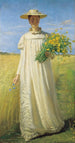 Anna Ancher revenant du champ - Michael Ancher — weergave van het kunstwerk