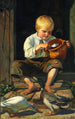jongen die eenden voert - Michael Ancher — weergave van het kunstwerk