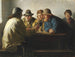 van vissers rond een tafel die na het werk een glas drinken - Michael Ancher — weergave van het kunstwerk