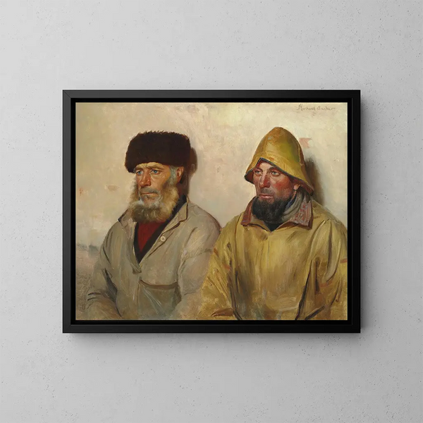 binnenlandschap met twee vissers - Michael Ancher — ingelijst kunstwerk aan de muur