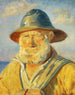 Vissers van Skagen bij de avondzon Studie - Michael Ancher — weergave van het kunstwerk