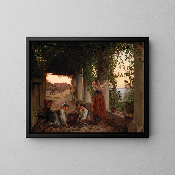 Een wijnrankenpergola in Capri - Michael George Brennan — ingelijst kunstwerk aan de muur