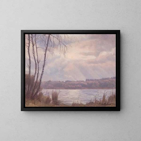 avond aan de Simssee - Michael Licklederer — ingelijst kunstwerk aan de muur