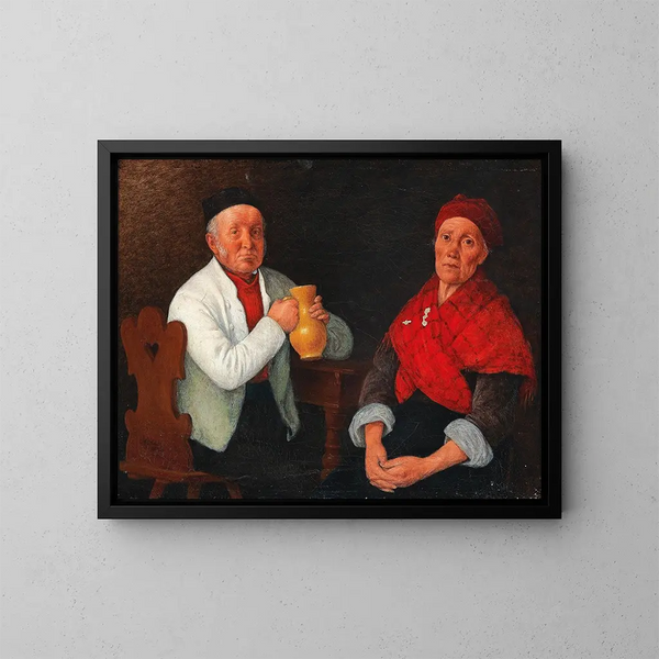 Koppel zittend - Michael Neder — ingelijst kunstwerk aan de muur