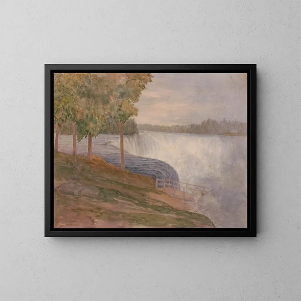 Eerste uitzicht op de watervallen van Niagara voordat men de trap van de veerboot afgaat, woensdag 22 juli 1846 - Michael Seymour — ingelijst kunstwerk aan de muur