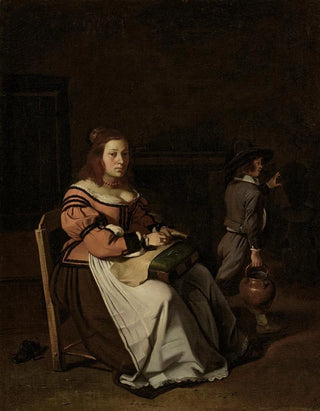 Michael Sweerts - A lady sewing lace in an interior.webp
