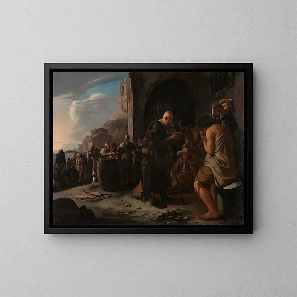 Verfrissen van de dorstigen - Michael Sweerts — ingelijst kunstwerk aan de muur