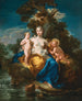Latone en haar kinderen Apollo en Diana in een landschap bij maanlicht - Michele Rocca — weergave van het kunstwerk