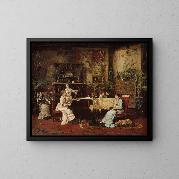De Muziekzaal - Mihály Munkácsy — ingelijst kunstwerk aan de muur