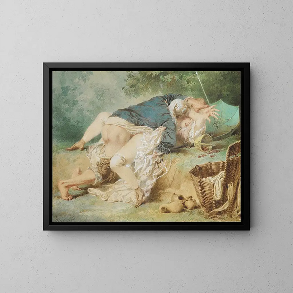 Liefhebbers in een park - Mihály Zichy — ingelijst kunstwerk aan de muur