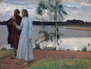van Pèlerins au-delà de la Volga - Mikhail Nesterov — weergave van het kunstwerk