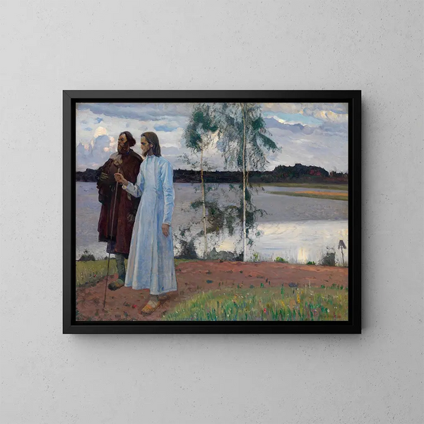 van Pèlerins au-delà de la Volga - Mikhail Nesterov — ingelijst kunstwerk aan de muur