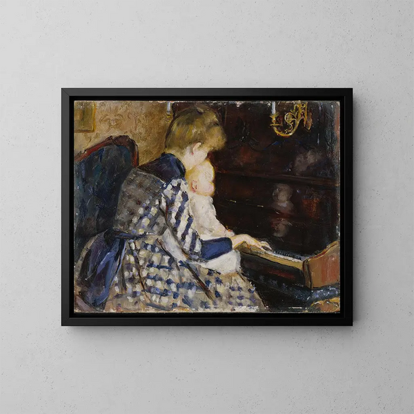 op piano - Mina Carlson-Bredberg — ingelijst kunstwerk aan de muur