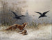 Vos die in de winter op konijnen jaagt - Moritz Müller — weergave van het kunstwerk