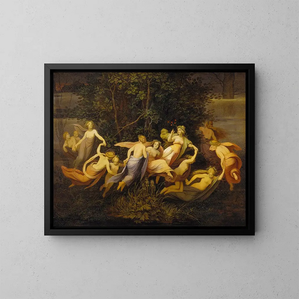 Dans van feeën in het elzenbos - Moritz von Schwind — ingelijst kunstwerk aan de muur