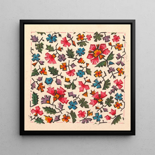 Motif floral stylisé pour textile imprimé - Anonyme