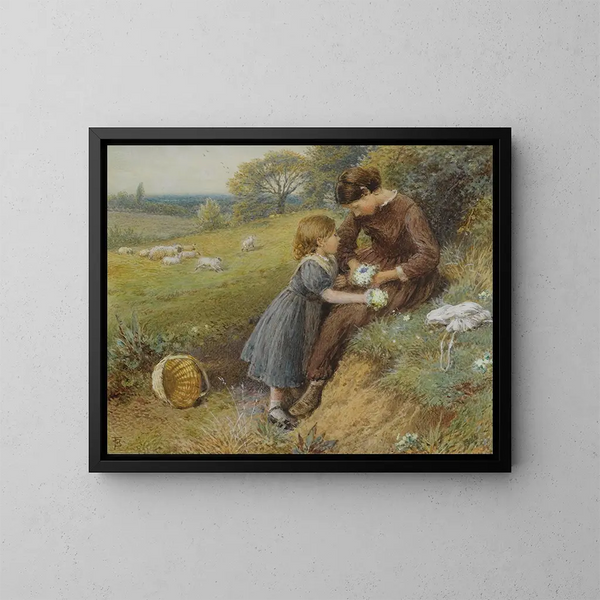 Primula's - Myles Birket Foster — ingelijst kunstwerk aan de muur