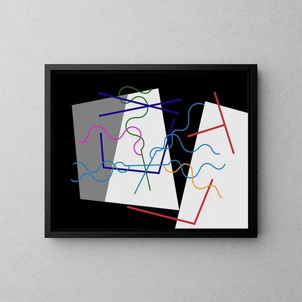 van Barres et lignes ondulées - Myriam Thyes — ingelijst kunstwerk aan de muur