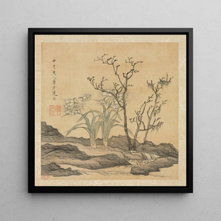Narcisse et arbres dénudés - Chen Hongshou
