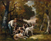 Garon et cinq chiens en fort - Narcisse Virgile Diaz de la Peña — weergave van het kunstwerk