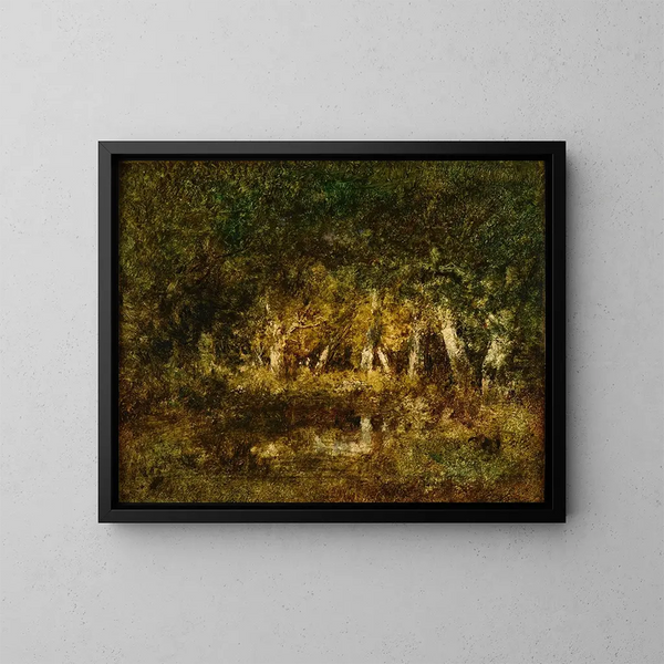 Kleine vijver in het bos - Narcisse Virgile Diaz de la Peña — ingelijst kunstwerk aan de muur