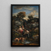 Quatre Bohémiens et chiens près d'une mare de rochers - Narcisse Virgile Diaz de la Peña — ingelijst kunstwerk aan de muur