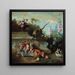 Nature morte avec singe, fruits et fleurs - Jean-Baptiste Oudry — framed artwork on a wall