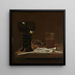 Nature morte avec un verre de bière Roemer et une pipe - Jan Jansz van De Velde III — framed artwork on a wall