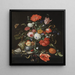 a Still Life of Flowers with a Bowl of Fruits and Oysters - Jan Davidsz de Heem — framed artwork on a wall