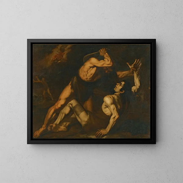 Caïn en Abel - Napolitaanse School — ingelijst kunstwerk aan de muur