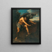 Hercules en de leeuw van Nemea - Napolitaanse school — ingelijst kunstwerk aan de muur