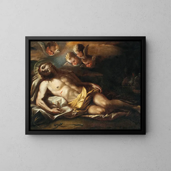 La Déposition - Napolitaanse School — ingelijst kunstwerk aan de muur