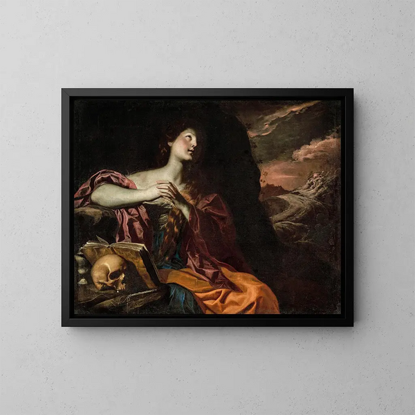 La Madeleine pénitente - Napolitaanse school — ingelijst kunstwerk aan de muur