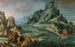 Landschap met rotsen en vele figuren - Nederlandse school — weergave van het kunstwerk