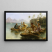 Course au marché à Tahiti - Nicholas Chevalier — framed artwork on a wall