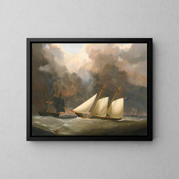 De match van de duizend guinées tussen de brigantijn Water Witch van Henry Bradley en de schoener Galatea van Lord Belfast - Nicholas Matthew Condy — ingelijst kunstwerk aan de muur