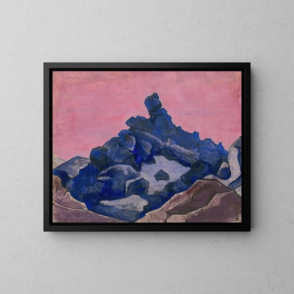 Cliff blauw - Nicholas Roerich — ingelijst kunstwerk aan de muur