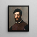 portret van een jonge man met baard en een zwarte hoed - Niccolò dell'Abate — ingelijst kunstwerk aan de muur