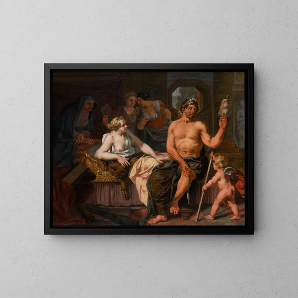 Hercules en Omphale - Nicolaas Verkolje — ingelijst kunstwerk aan de muur