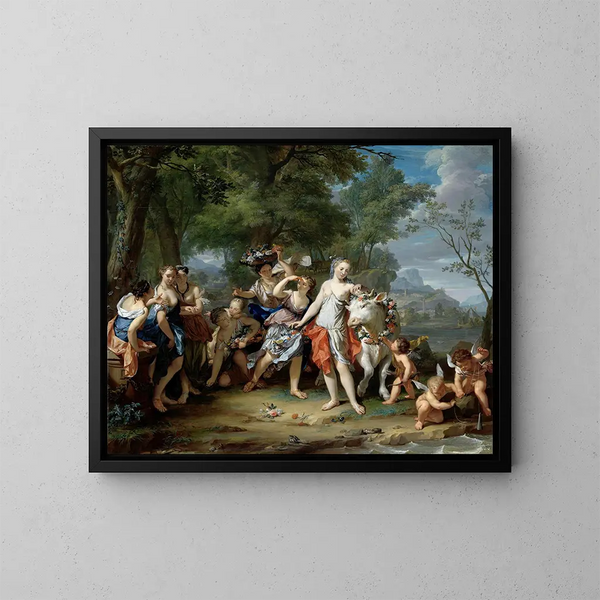 Het Verdrijven van Europa - Nicolaas Verkolje — ingelijst kunstwerk aan de muur