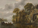 Een rivierlandschap met vissers die hun netten laden bij een stad - Nicolaes Molenaer — weergave van het kunstwerk