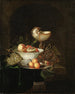 Natuurstudie met fruit en schelp van nautilus - Nicolaes van Gelder — weergave van het kunstwerk
