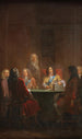 Christian V presenteert de Deense wet 1683 - Nicolai Abildgaard — weergave van het kunstwerk